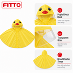 96 Pieces Yellow Duck Rain Ponchos with Hood and Transparent Brim for Young Wearers