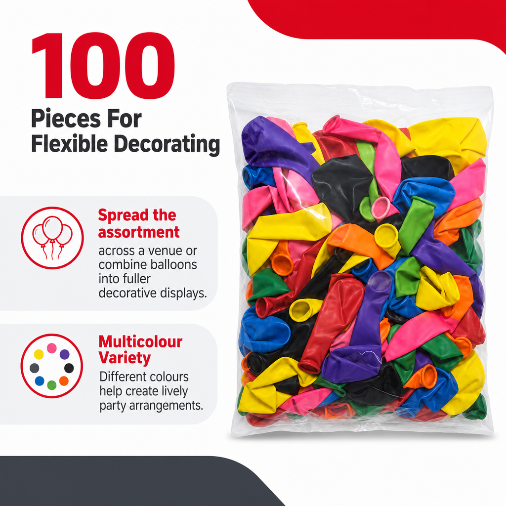 96 Pieces Multi Color Balloons, 100 Pieces for Party Decorations and Celebrations