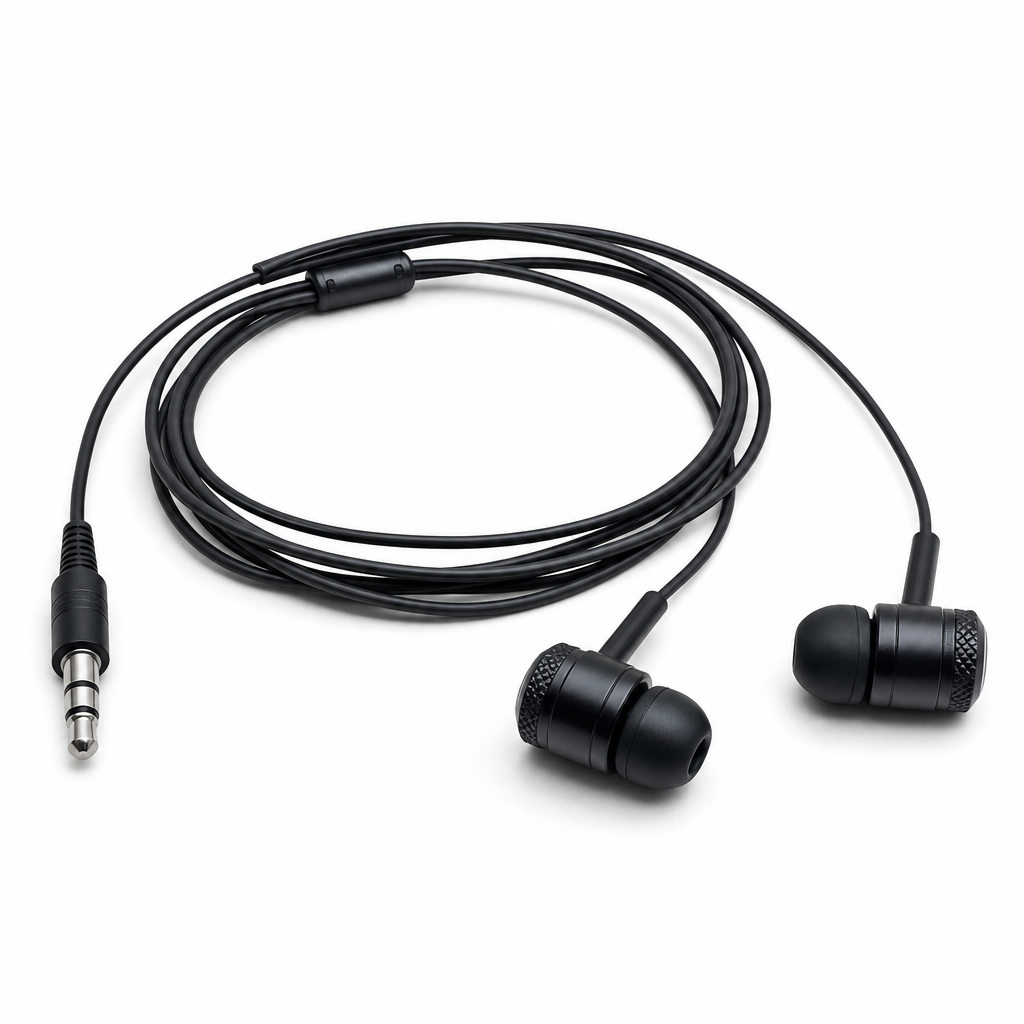 240 Pieces Wired Earphoneses, 3.5 mm Stereo In-Ear Headphones, Black, Single Unit