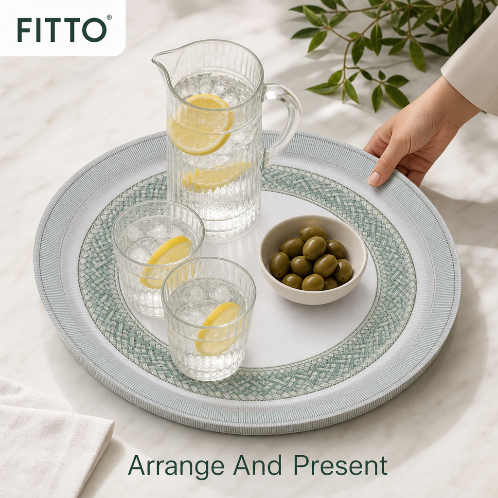 72 Pieces Round Woven Serving Trays, 45 cm, Decorative Table Presentation Design