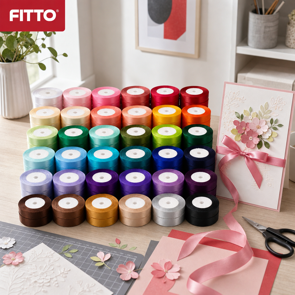 48 Pieces Assorted Colour Satin Ribbon Rolls, 1.5 cm x 5 m, 45 Rolls for Crafts, Wrapping and Decoration