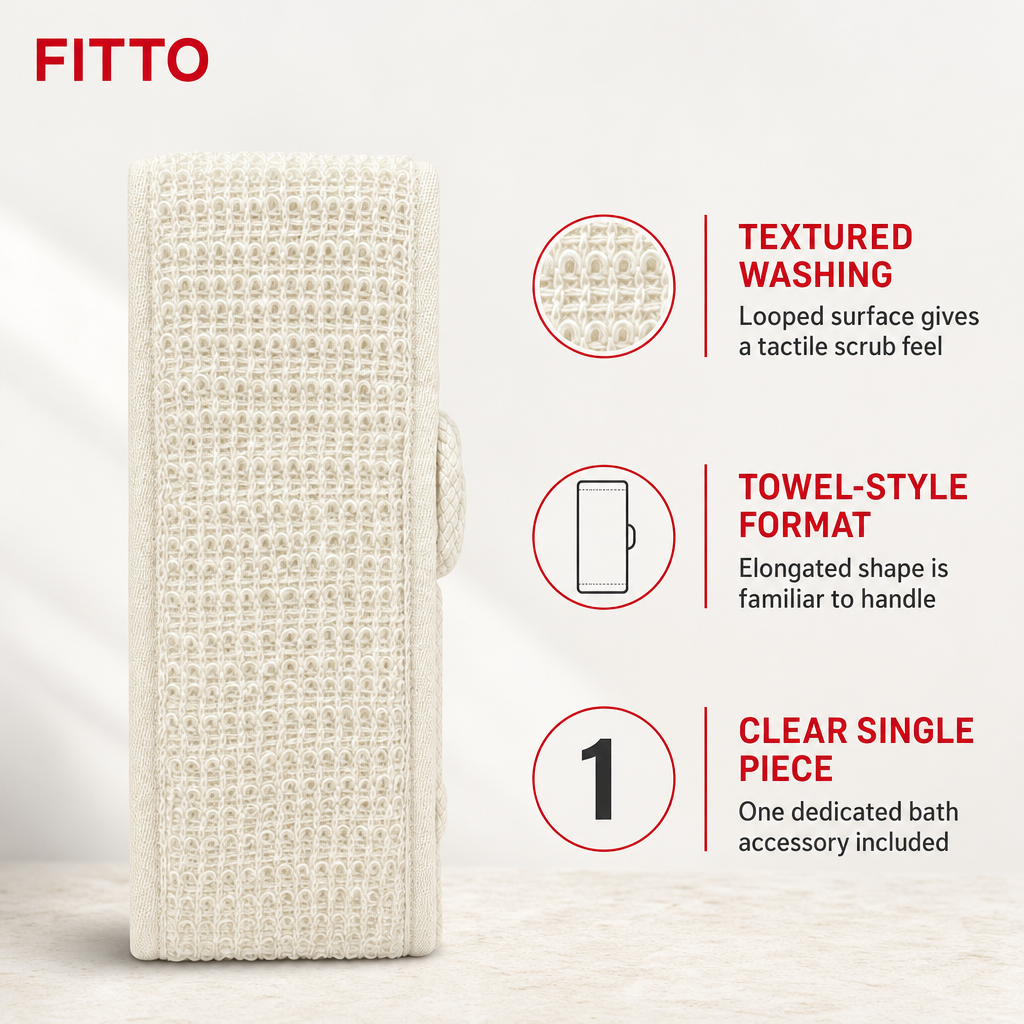 144 Pieces Exfoliating Bath Towel, Textured Body Scrubbing Cloth, Off-White, 1 Piece