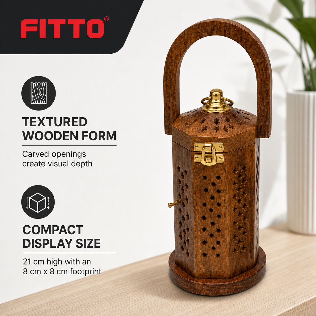 72 Pieces Wooden Decorative Lantern with Handle and Brass-Finish Hardware, Small, 21 cm