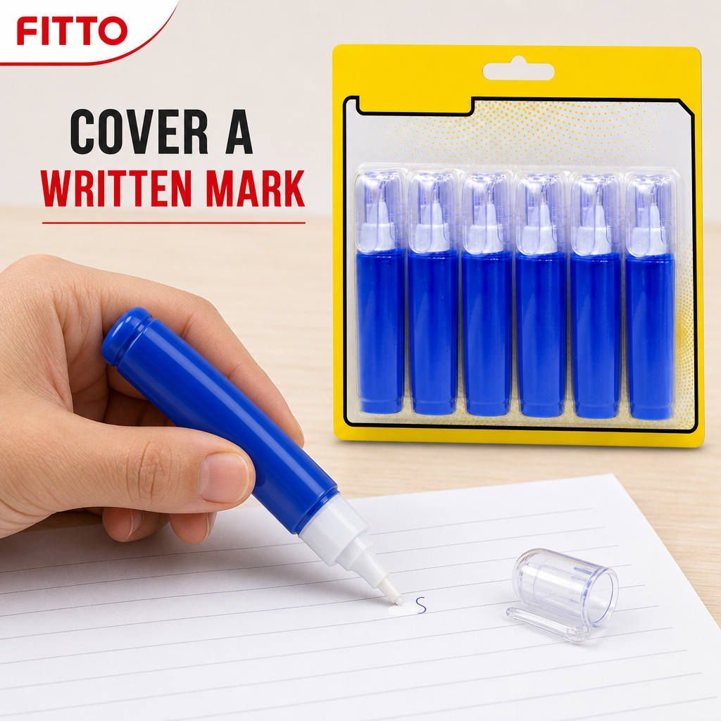 96 Pieces Blue and White Correction Fluid Pens, 6 Pieces for Covering Writing Errors