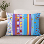 48 Pieces Pillow, Multicolor Geometric Pattern, 55 x 35 x 12 cm, Single Cushion
