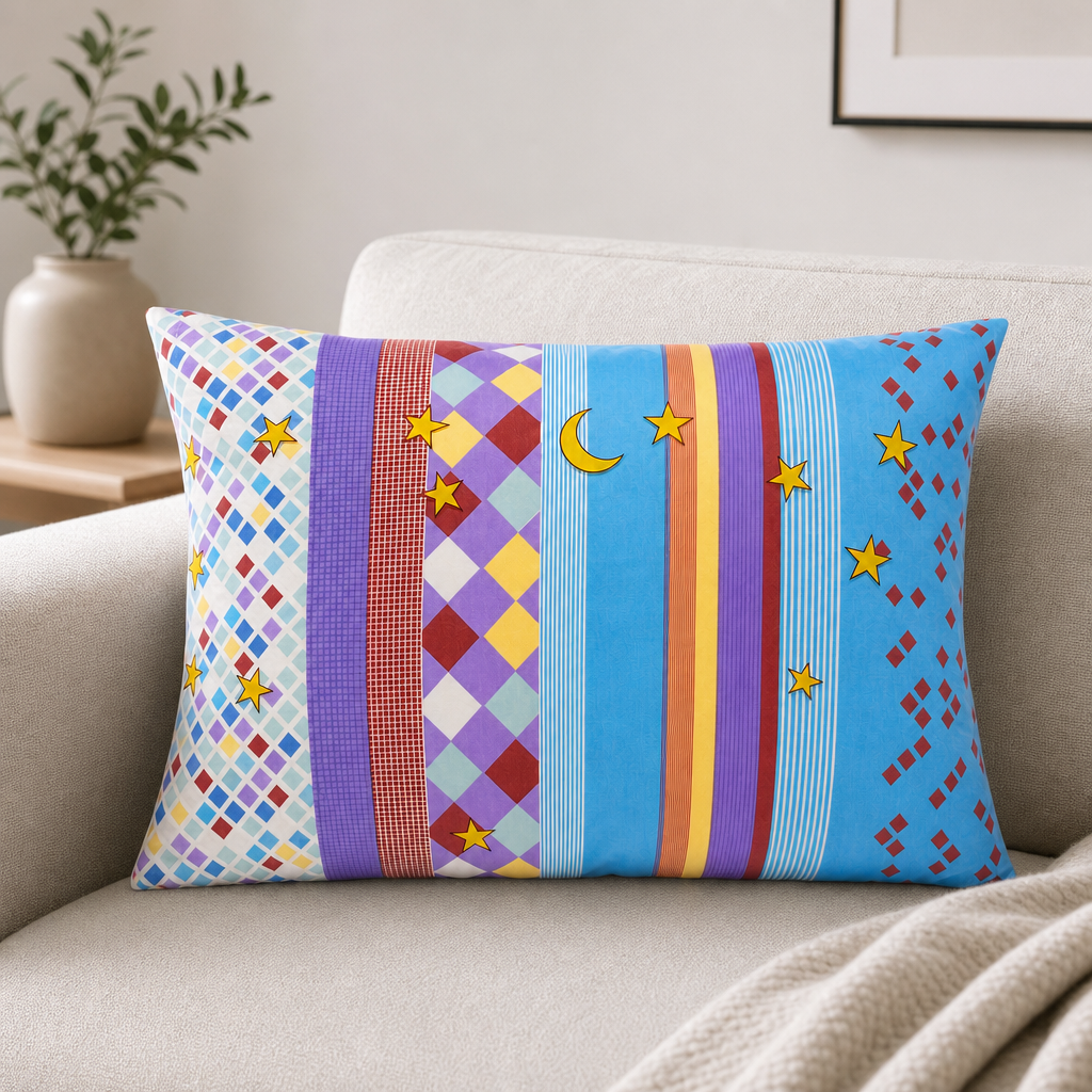 48 Pieces Pillow, Multicolor Geometric Pattern, 55 x 35 x 12 cm, Single Cushion