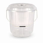 96 Pieces Transparent Plastic Bucket with Lid and Carry Handle, 15 Litre