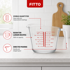96 Pieces Tempered Glass Measuring Jug, 1000 ml, Clear, 1 Piece with Measurement Markings