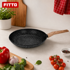 48 Pieces Forged Aluminium Frying Pan, 24 x 4.7 cm, Round Black Cookwares Without Lid