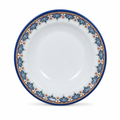 120 Pieces Melamine Dinner Plate, 9 Inch, White With Blue Decorative Border