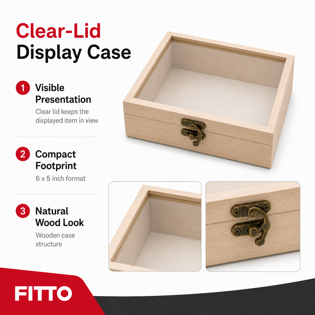 96 Pieces Wooden Display Cases with Clear Lid, 6 x 5 Inch