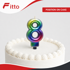 240 Pieces Rainbow Metallic Number 8 Cake Candle, 3 in, 1 Piece