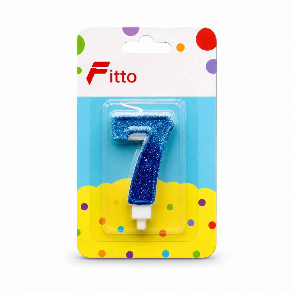 240 Pieces Number 7 Birthday Cake Candle, Light Blue and Blue Glitter Design, 2 Inch, Single Candle