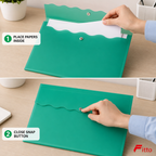 96 Pieces Green A4 Document Envelope Folder with Snap Button Closure, 1 Piece