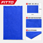 96 Pieces 500 GSM Microfiber Cleaning Cloth, No Stitching, 60 x 90 cm, Blue, 1 Piece
