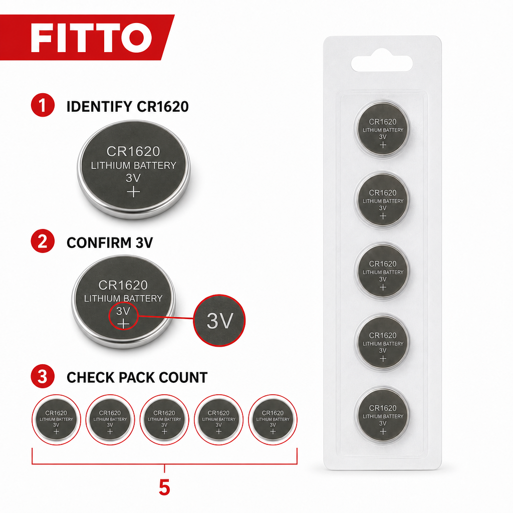 96 Pieces CR1620 3V Lithium Coin Cell Batteries, 5-Pack