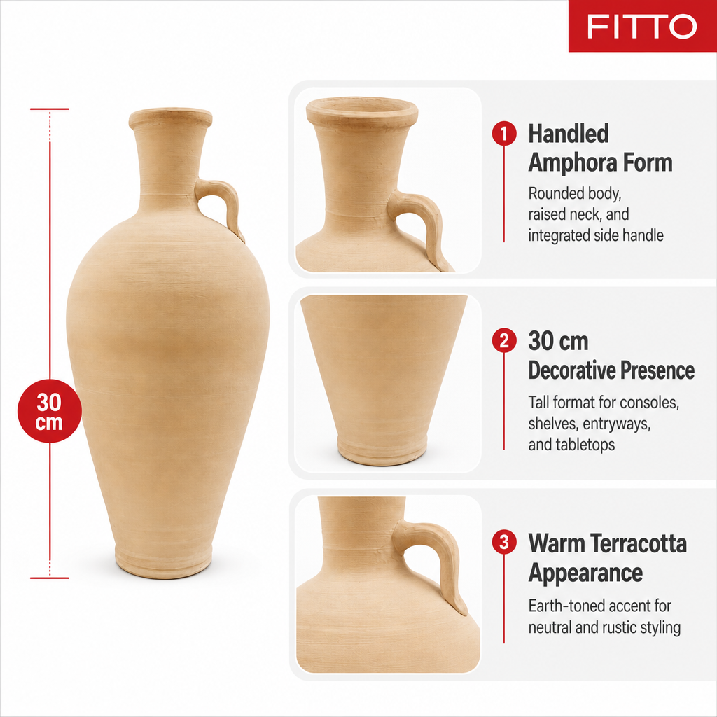96 Pieces Natural Terracotta Amphora Vase with Handle, 30 cm
