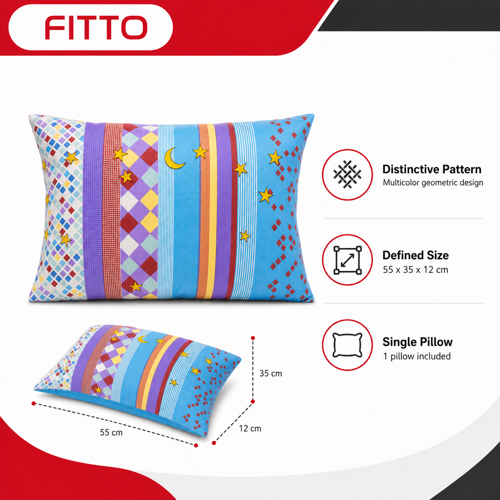 48 Pieces Pillow, Multicolor Geometric Pattern, 55 x 35 x 12 cm, Single Cushion