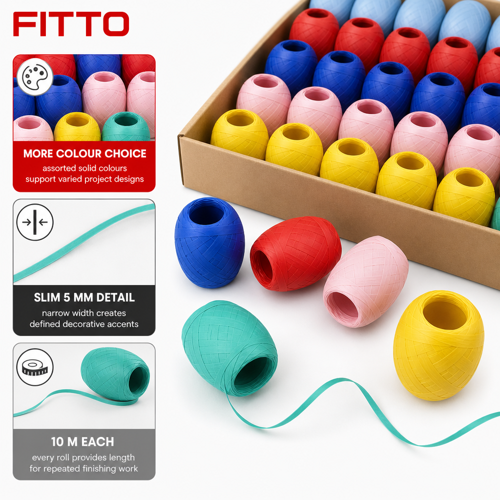 96 Pieces Assorted Colour Solid Ribbon Rolls, 5 mm x 10 m, 24 Rolls for Crafts, Decoration and Wrapping