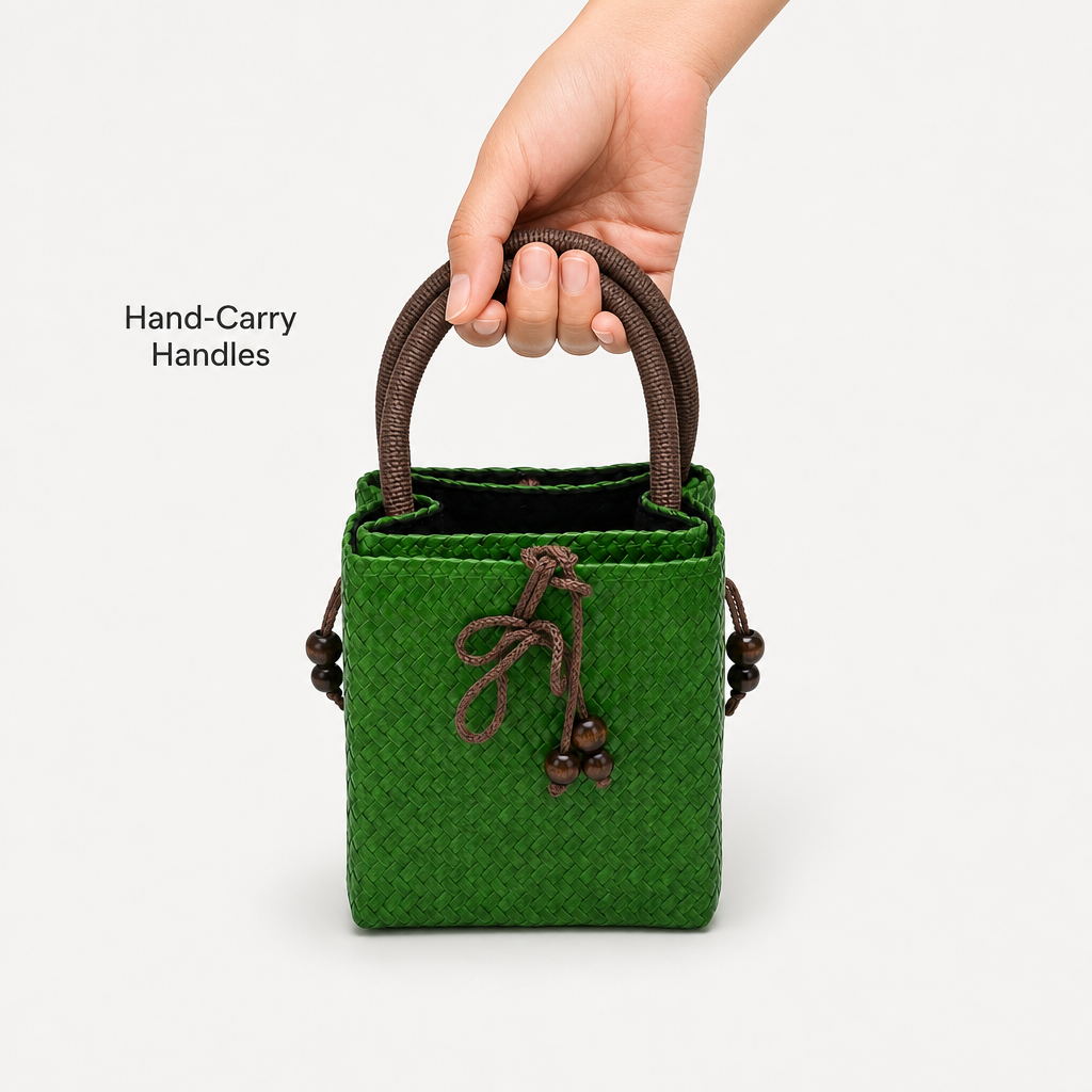 72 Pieces Mini Woven Handbags with Top Handles, Green, 16 x 13 x 8 cm