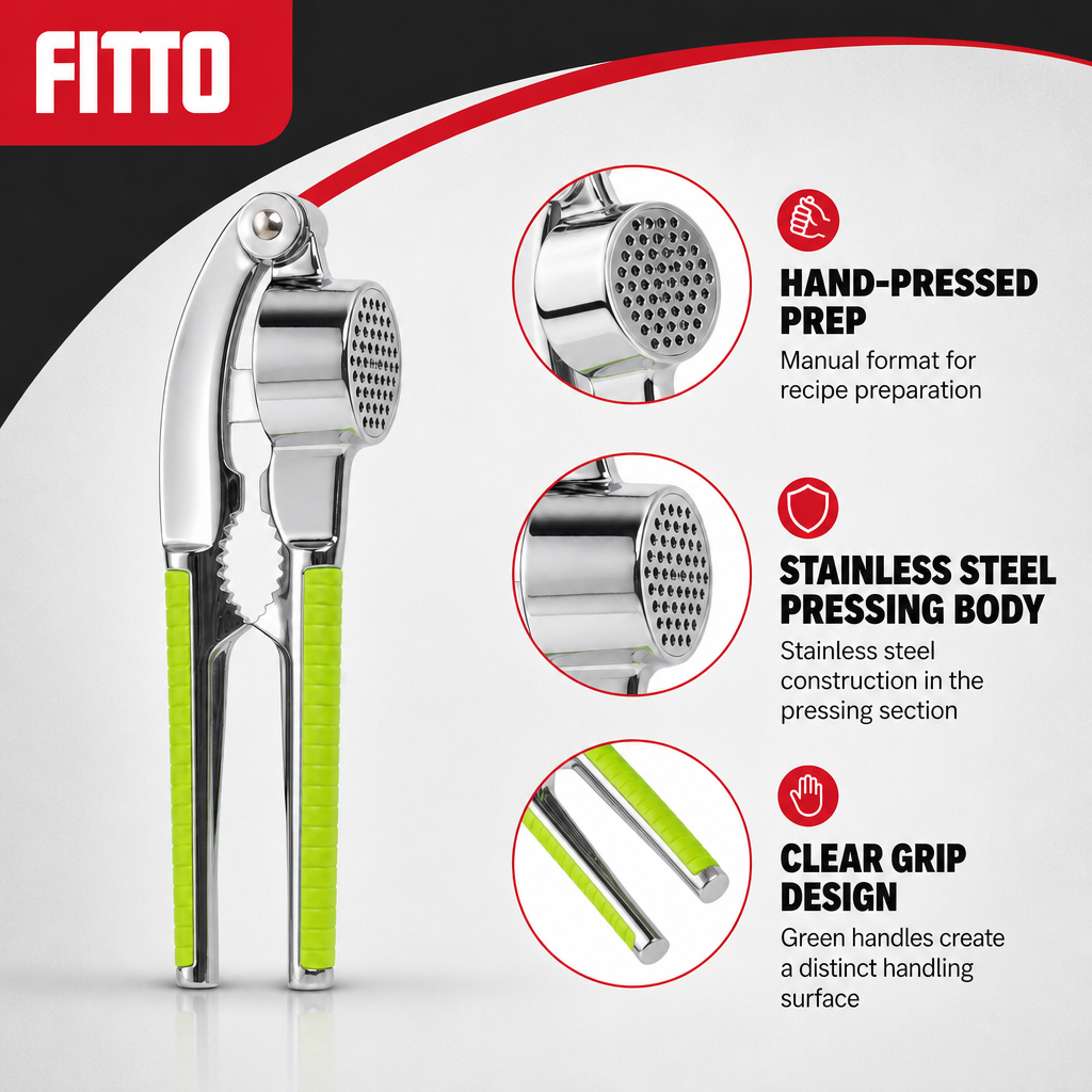 96 Pieces Stainless Steel Garlic Press with Green Grip Handles, Manual Kitchen Tool
