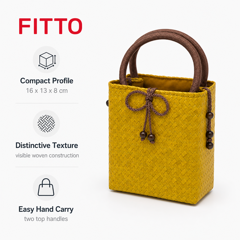 72 Pieces Mini Woven Handbags with Top Handles, Yellow, Compact 16 x 13 x 8 cm