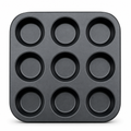 96 Pieces 9-Cup Cake Mold, Black Carbon Steel, Non-Stick, 26.5 × 26.5 cm, 1 Piece
