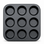 96 Pieces 9-Cup Cake Mold, Black Carbon Steel, Non-Stick, 26.5 × 26.5 cm, 1 Piece