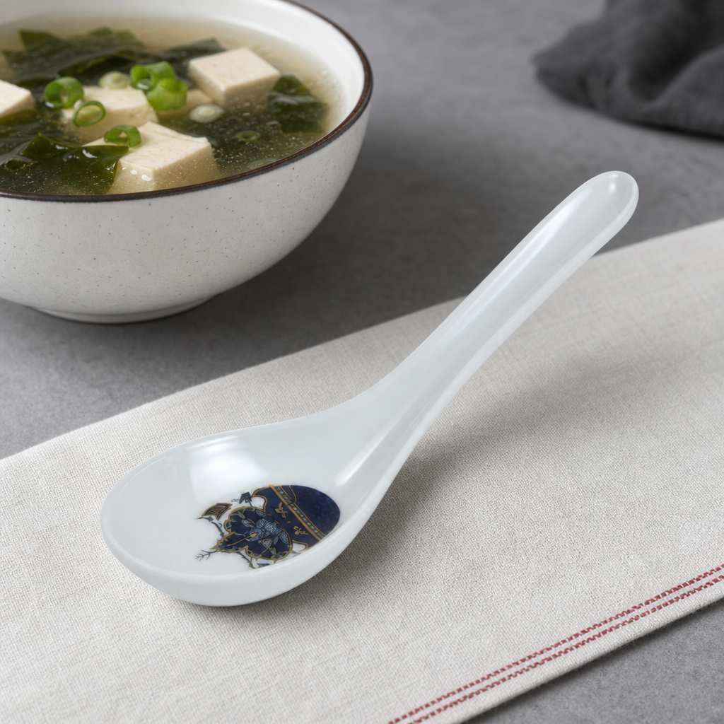 240 Pieces Melamine Chinese Soup Spoon with Decorative Pattern, 14 cm