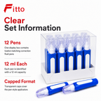 96 Pieces Correction Fluid Pens, Blue and White, 12 ml, 12-Piece Display Box