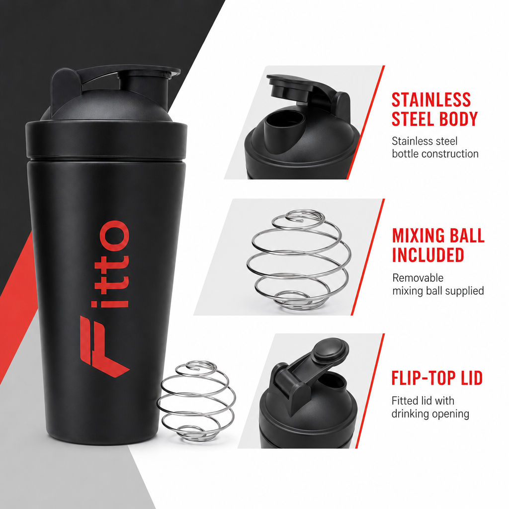 96 Pieces Stainless Steel Protein Shaker Bottle with Mixing Ball and Flip-Top Lid, Single Bottle