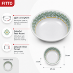 96 Pieces Melamine Salad Bowl, 8 Inch, White with Green and Yellow Pattern