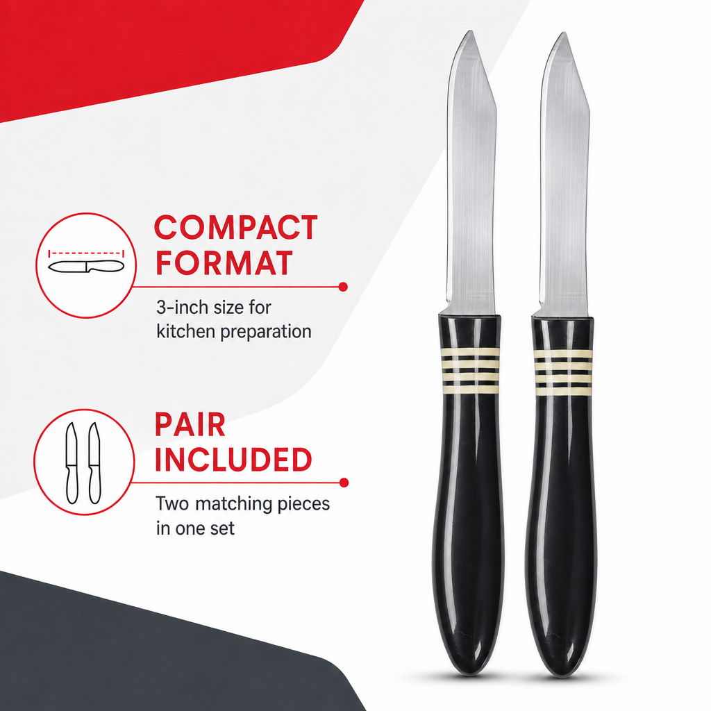 120 Pieces Kitchen Knives Set, 3 Inch, Plastic Handle, Black and Silver, 2 Pieces