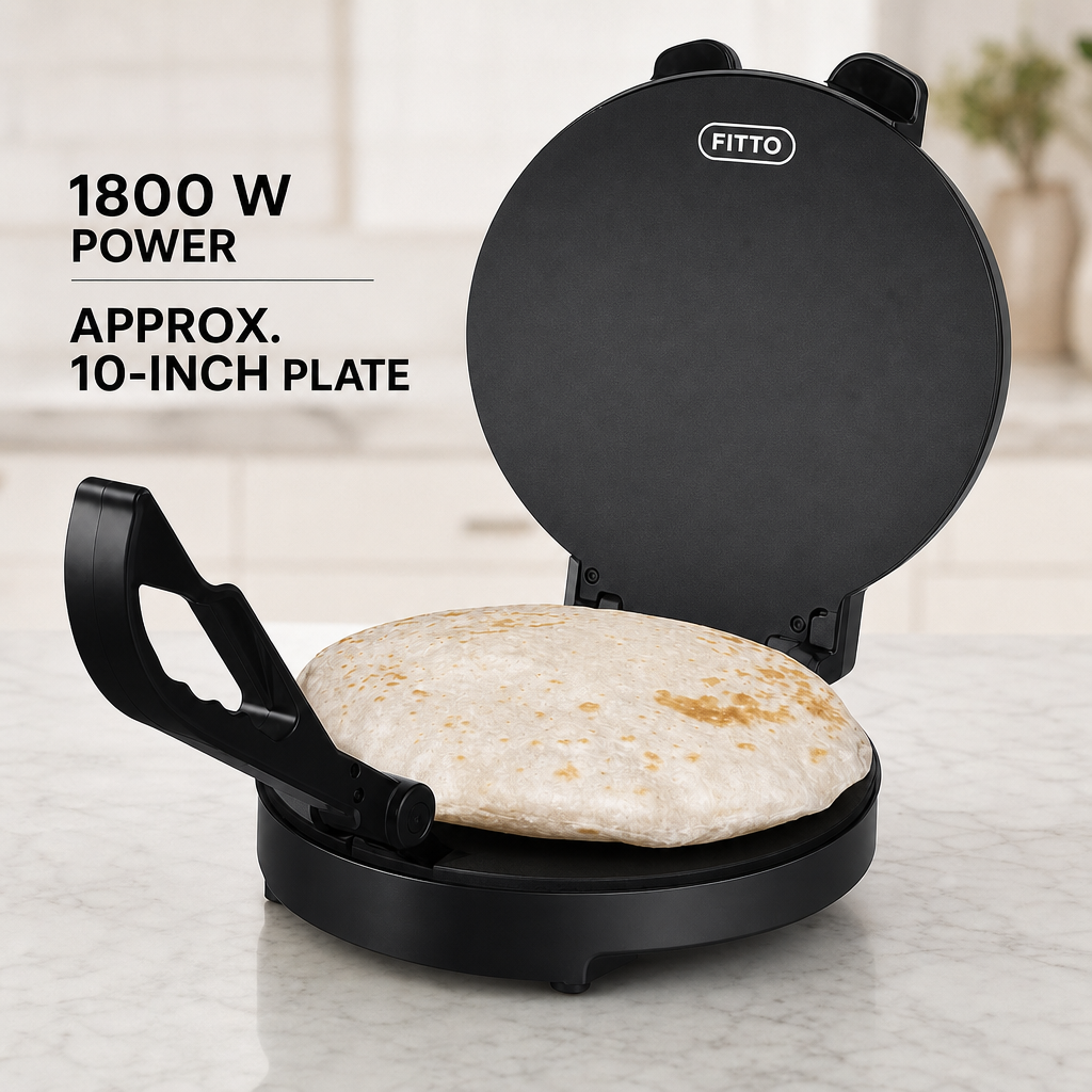 48 Pieces Electric Roti Makers, 1800 W, 10 in Non-Stick Plate, Black, 1 Piece