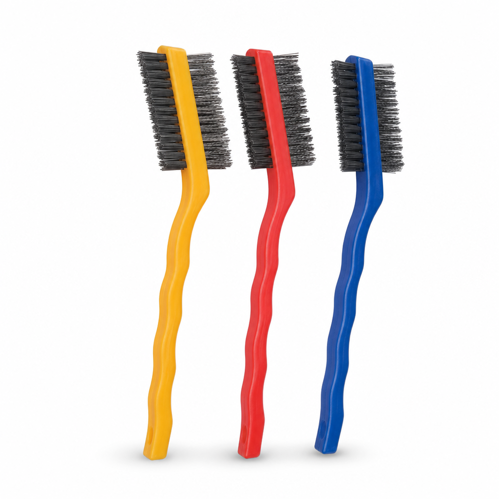 120 Pieces Wire Brush Set, 20 cm, Red Yellow Blue, 3 Pieces for Hand Cleaning and Surface Preparation