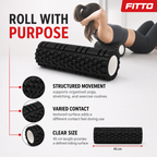 72 Pieces Textured Foam Yoga Roller, 45 cm, Black, Cylindrical Exercise and Stretching Roller