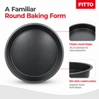 96 Pieces Cake Mold 28 cm Round Carbon Steel Non-Stick Baking Pan, Black, 1 Piece
