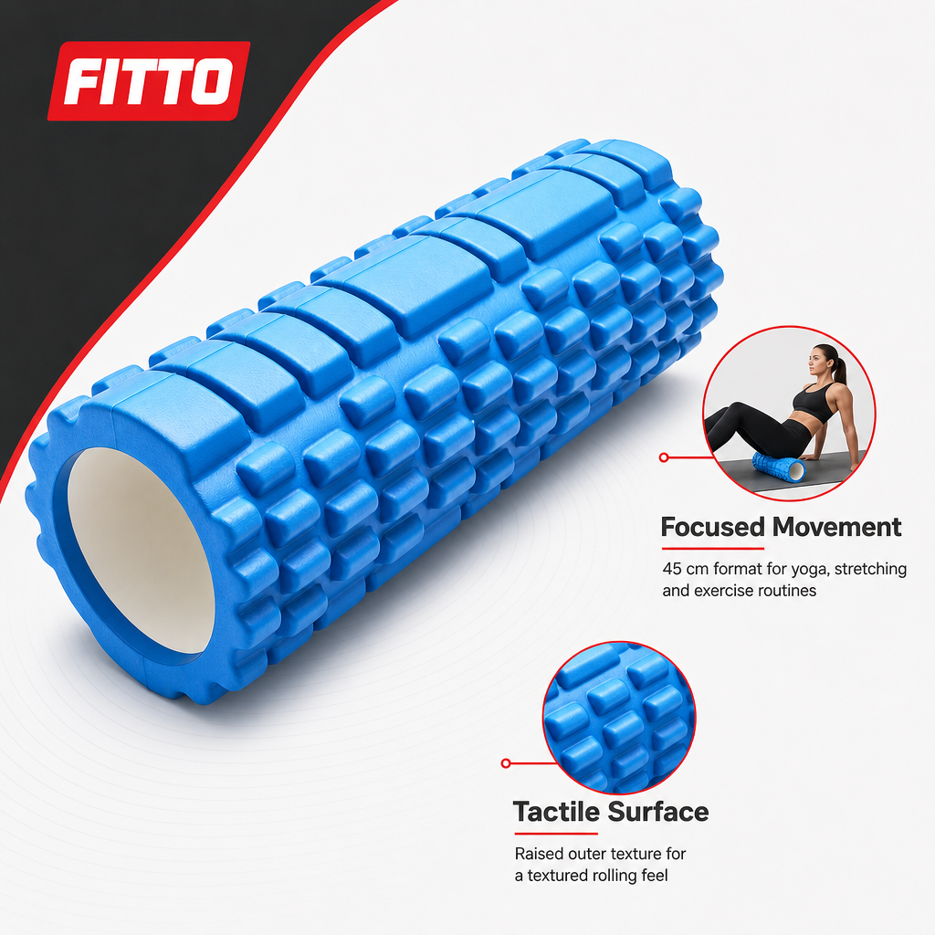 72 Pieces Textured Foam Yoga Roller, 45 cm, Blue