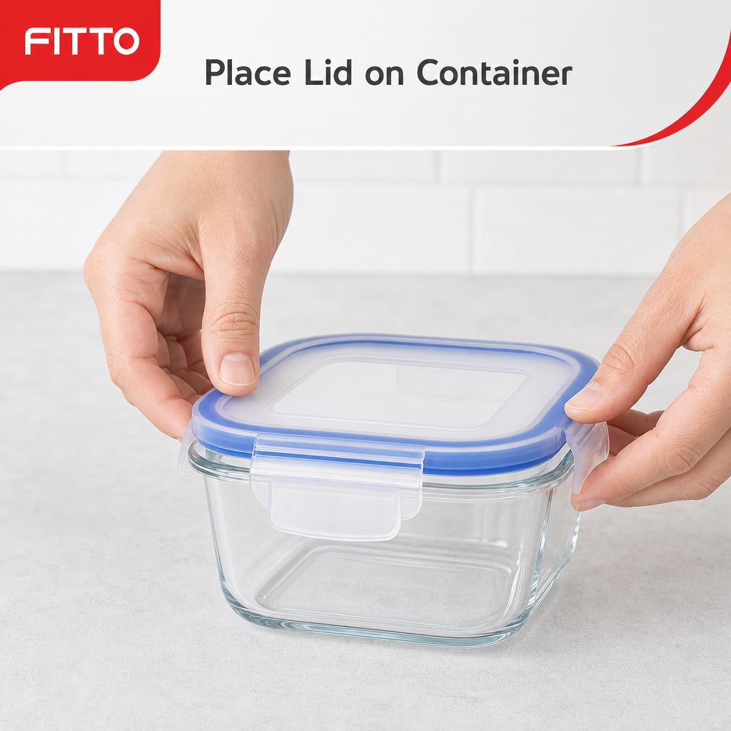 96 Pieces Square Glass Food Container with PP Lid, 800 ml