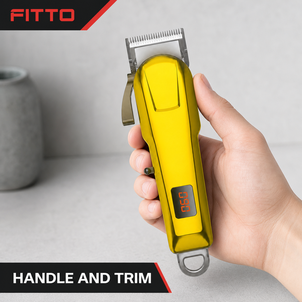 72 Pieces Rechargeable Hair Clipper with Digital Display, Yellow, 1 Piece