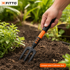 120 Pieces 3-Tine Hand Garden Fork, 35 cm, Black and Orange, 1 Piece