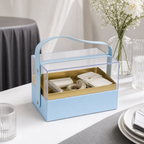 96 Pieces Acrylic Presentation Box, Blue Rectangular Design with Carry Handle, 18 × 13.5 × 12.5 cm, 1 Piece