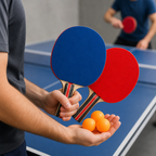 96 Pieces Table Tennis Racket Set, 2 Rackets and 3 Balls, Red and Blue Paddle Set for Recreational Matches