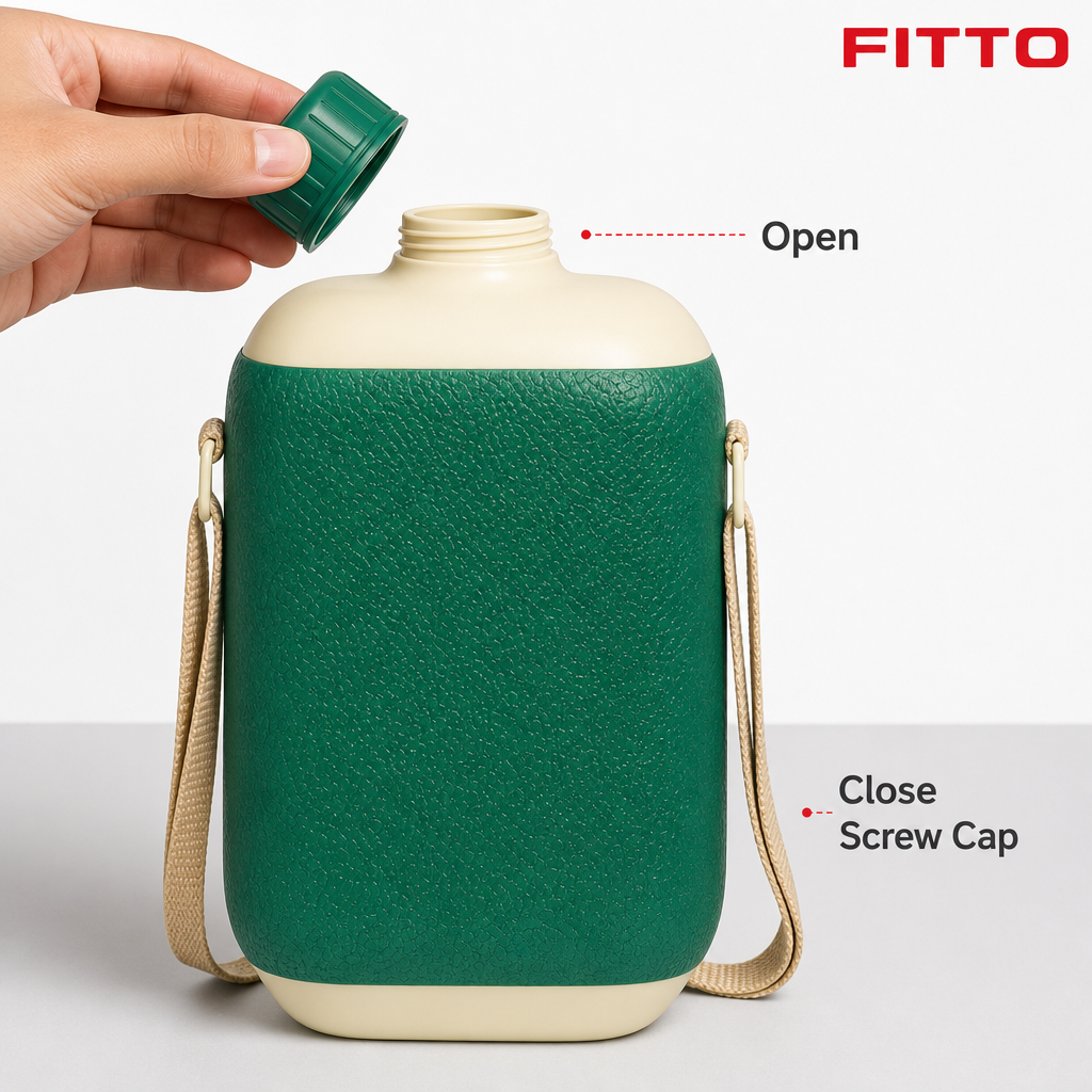 96 Pieces Insulated Water Jugs with Screw Cap and Shoulder Strap, Green and Cream, 29 x 20 x 15 cm