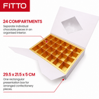 96 Pieces White Chocolate Box with 24 Compartments, 29.5 x 21.5 x 5 cm, 1 Piece