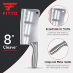 60 Pieces 8 Inch Stainless Steel Kitchen Cleaver with Metal Handle, Silver, 1 Piece