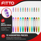 96 Pieces Adult Toothbrushes with Soft Deep-Clean Head, Assorted Colours, 12 Pieces