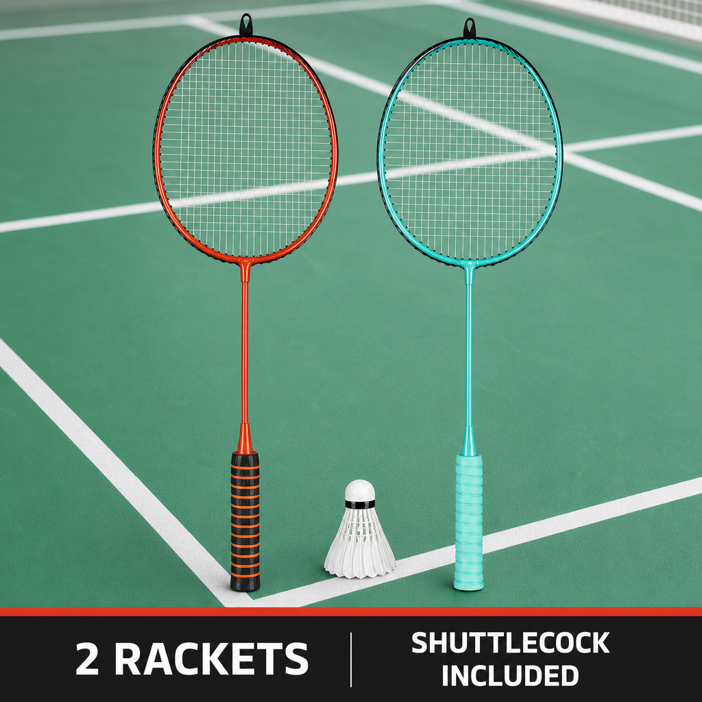 96 Pieces Badminton Racket Set with Shuttlecock, 2 Rackets, Multicolor