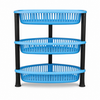 72 Pieces 3-Tier Plastic Storage Basket Rack, Light Blue and Black Vertical Organizer, 1 Unit, 50 x 35 x 18 cm