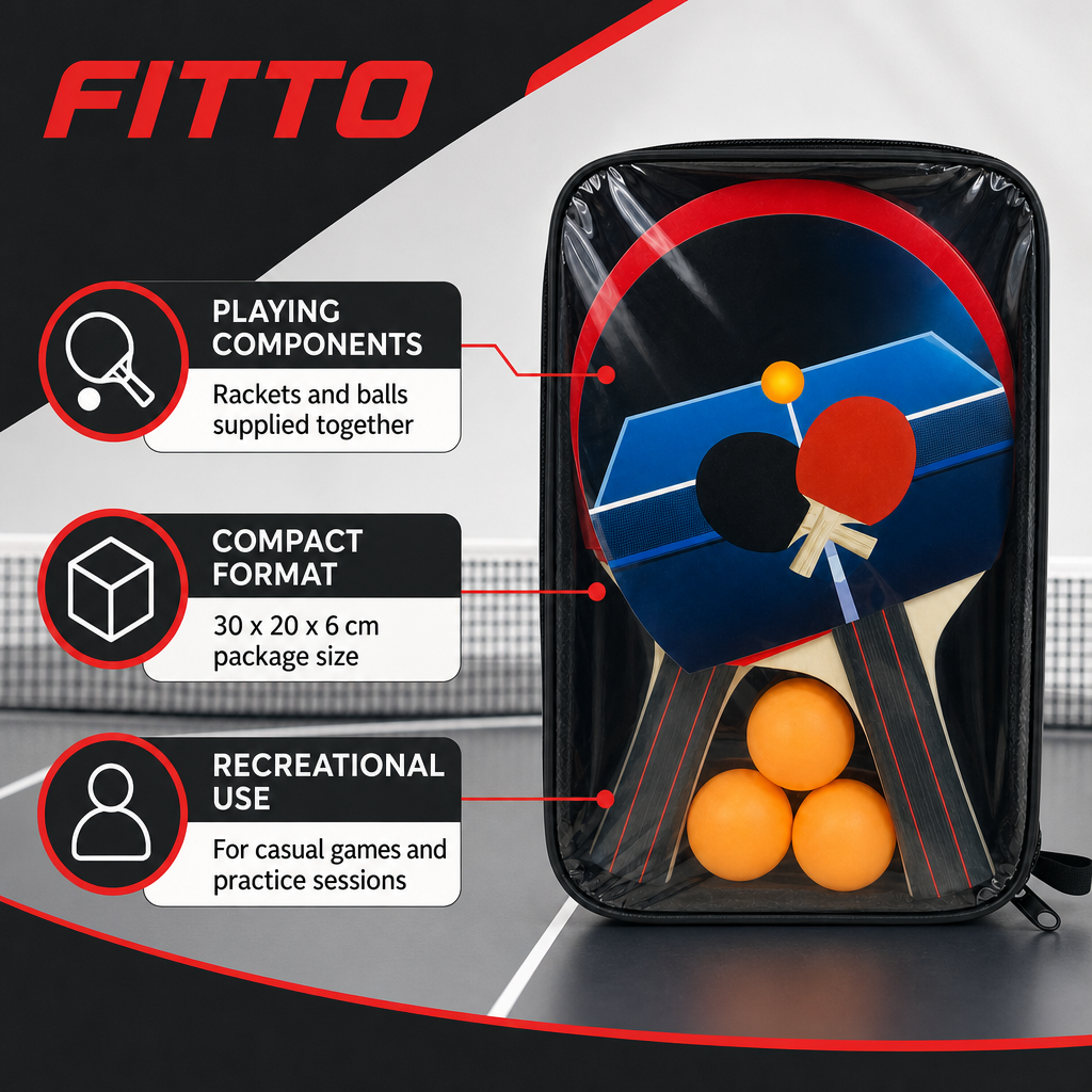 96 Pieces Table Tennis Racket Set with Balls, Compact Recreational Sports Equipments, 30 x 20 x 6 cm